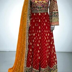 & Other Stories Red and Orange Maxi Dress